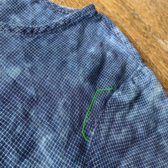 Cloth & Stone S Bleached Like Wash Tiny Micro Grid Print Tee Rounded Slit Sides - Picture 9 of 11